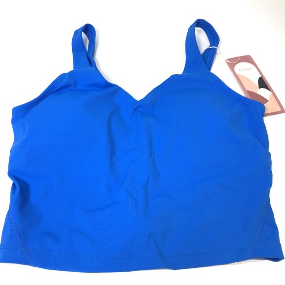 Royal Blue Cropped Workout Top V-Neck Built-In Bra Sz S, Colorskin - Picture 5 of 16